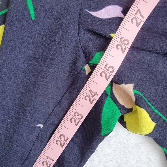 NWT Halogen Nordstrom Navy Floral Wide Leg Crop Capri Pants Tie Waist Size XL - Picture 7 of 7